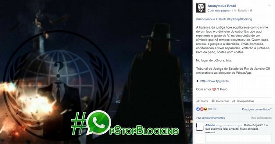* Hackers derrubam site do TJ do Rio depois de bloqueio do WhatsApp.