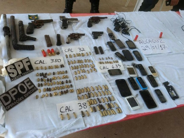 * Agentes encontram cinco armas e espingardas artesanais em Alcaçuz.