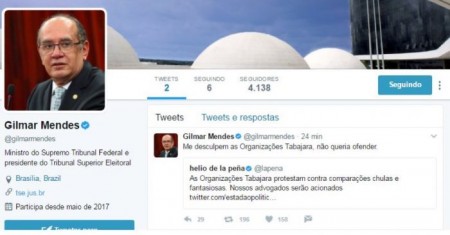 * No Twitter, Gilmar Mendes faz piada comparando Brasil às Organizações Tabajara.