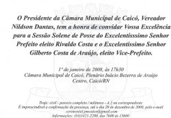 Definida a data e a hora da posse do prefeito eleito de Caicó Bibi Costa