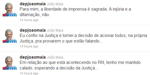 joao mais twitter João Maia comenta no twitter fatos envolvendo o DNIT