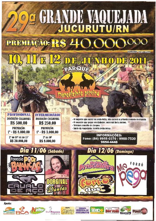 AtraÃ§Ã£o do final de semana no SeridÃ³ Ã© a vaquejada de Jucurutu