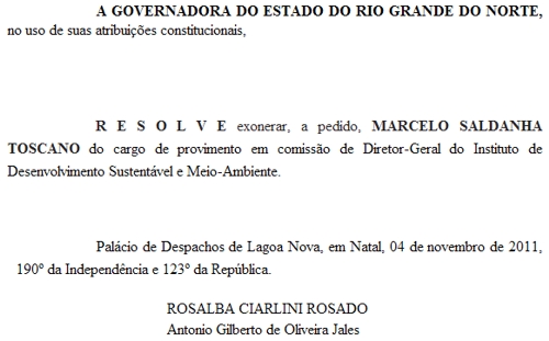 marcelo DOE Rosalba exonera Marcelo Toscano e indica geógrafo para direção do Idema