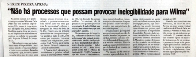 jornal de hoje wilma Wilma de Faria está livre