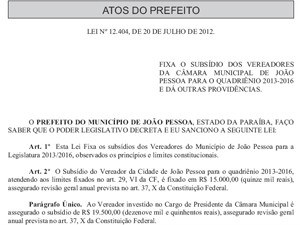 Vereadores terÃ£o aumento de 61,6% a partir de 2013