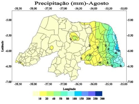 mapa RN Meteorologia da EMPARN analisa clima para agosto