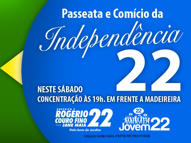 Nova imagem Coligação Jardim Unida faz passeata e comÃcio da independência neste sábado