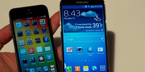iphone 5 (esq) e Galaxy S4