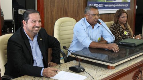Presidente estadual do PEN, Luiz Gomes, e o municipal Pedro Xambaril