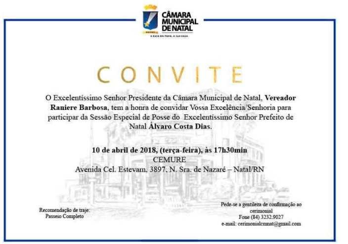 O convite para a posse de Ãlvaro Dias