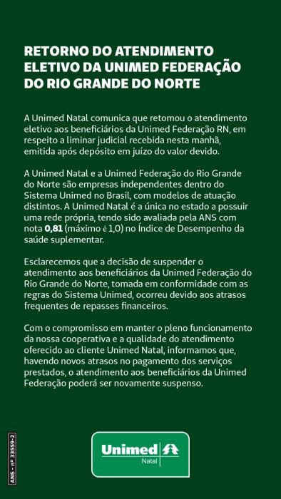 O retorno da UNIMED foi rapidinho. Levou uma bronca!!!