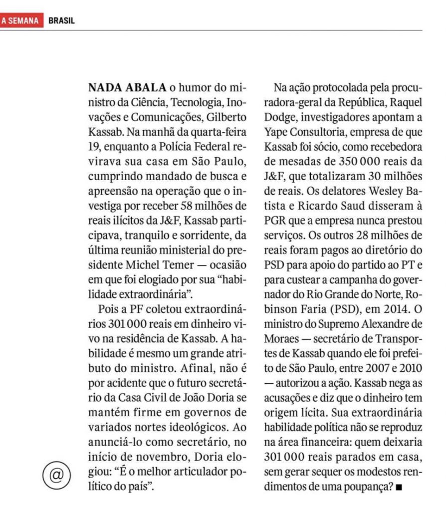 Revista Veja repercute operaÃ§Ã£o contra Kassab e evolve campanha de Robinson em 2014