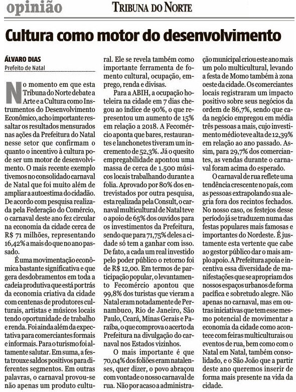 O 'motor' de Álvaro Dias é o incentivo a Cultura