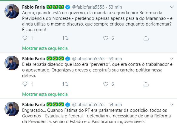 FÃ¡bio Faria 'detona' FÃ¡tima no Twitter: A pior Reforma