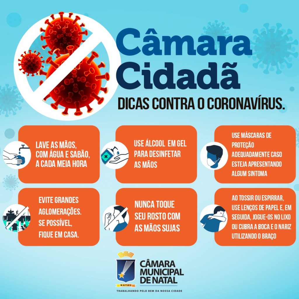 Câmara de Natal realiza campanha de conscientização e combate ao coronavÃrus