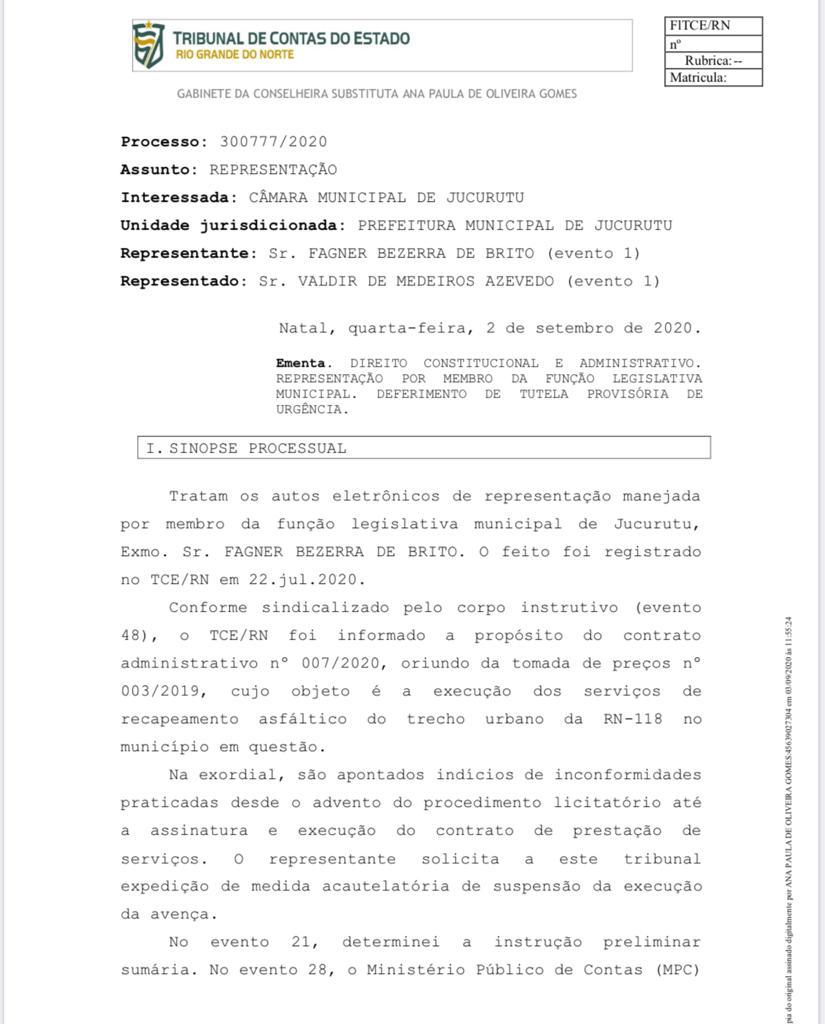 Jucurutu (RN): o desafio ao TCE