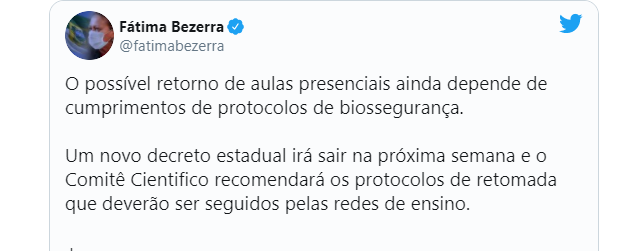Volta as aulas dia 5 de outubro: Fátima dá "marcha ré"